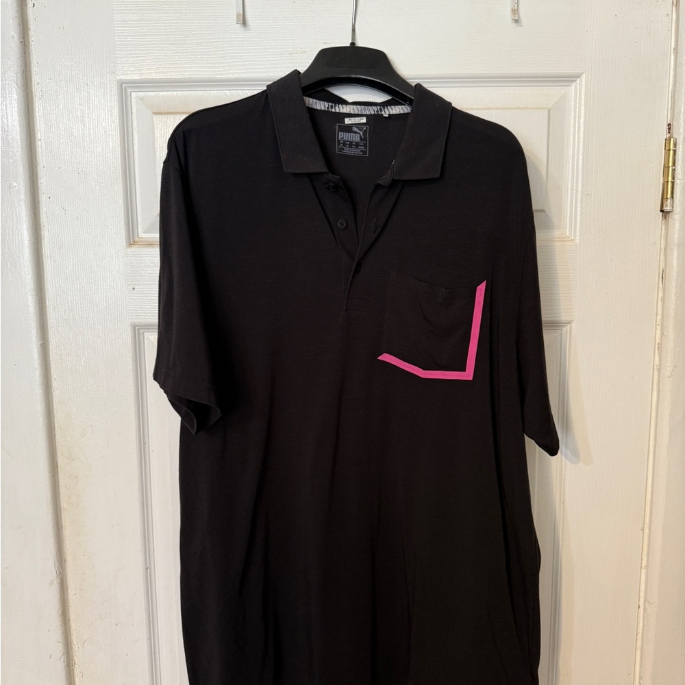 Puma Black Polo Shirt with Pink Detail - Men’s XL